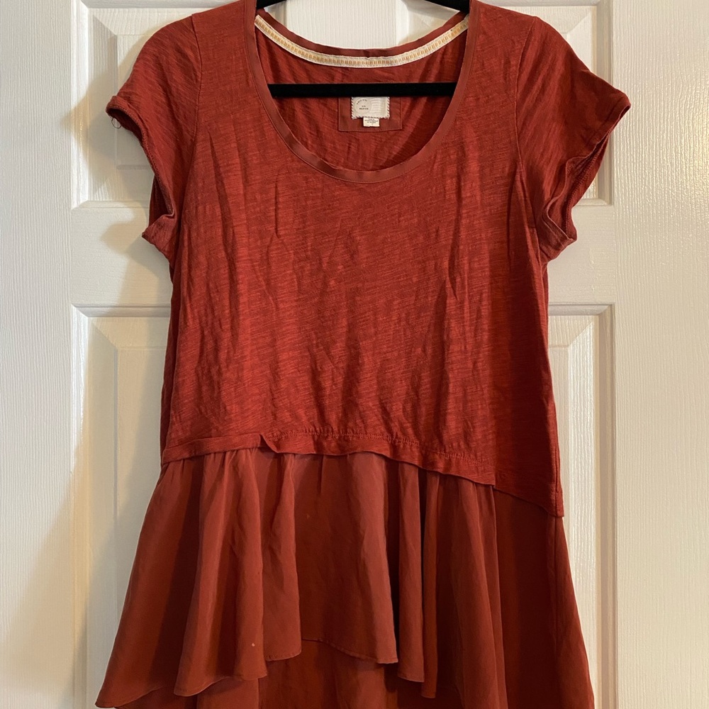 Peplum style red t shirt - From Anthropologie
